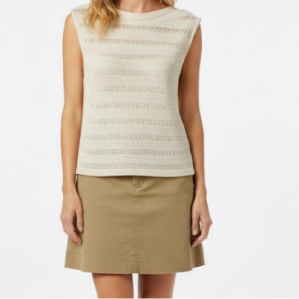 Cynthia Rowley Elegant Cream Off-White Cap Sleeve Knit Sweater Size Small